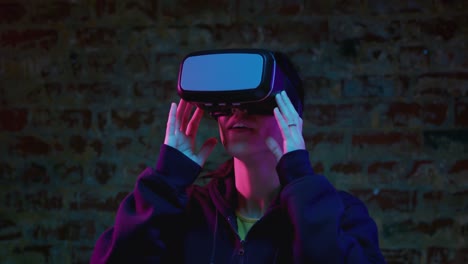 Woman-wearing-VR-headset