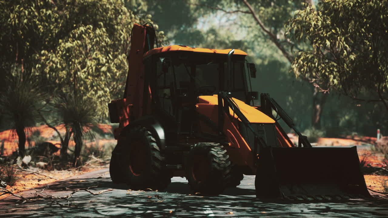 tractor de excavadora en el bosque