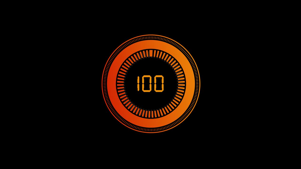 2D animation of Loading on the black background. The figure is circular. The number in the middle of the circle ranges from one to 100. 4K 60FPS.