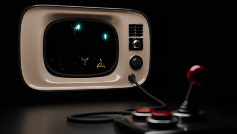 videojuego retro en tv vintage con joystick