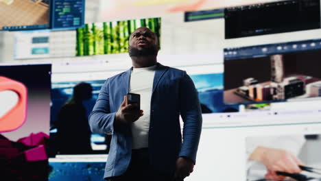 young black person showcasing visual representation of online connection