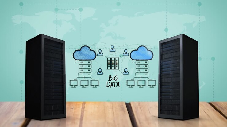 A pair of server towers for cloud storage