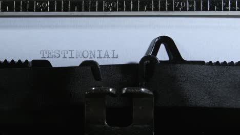 typing testimonial with an old manual typewriter