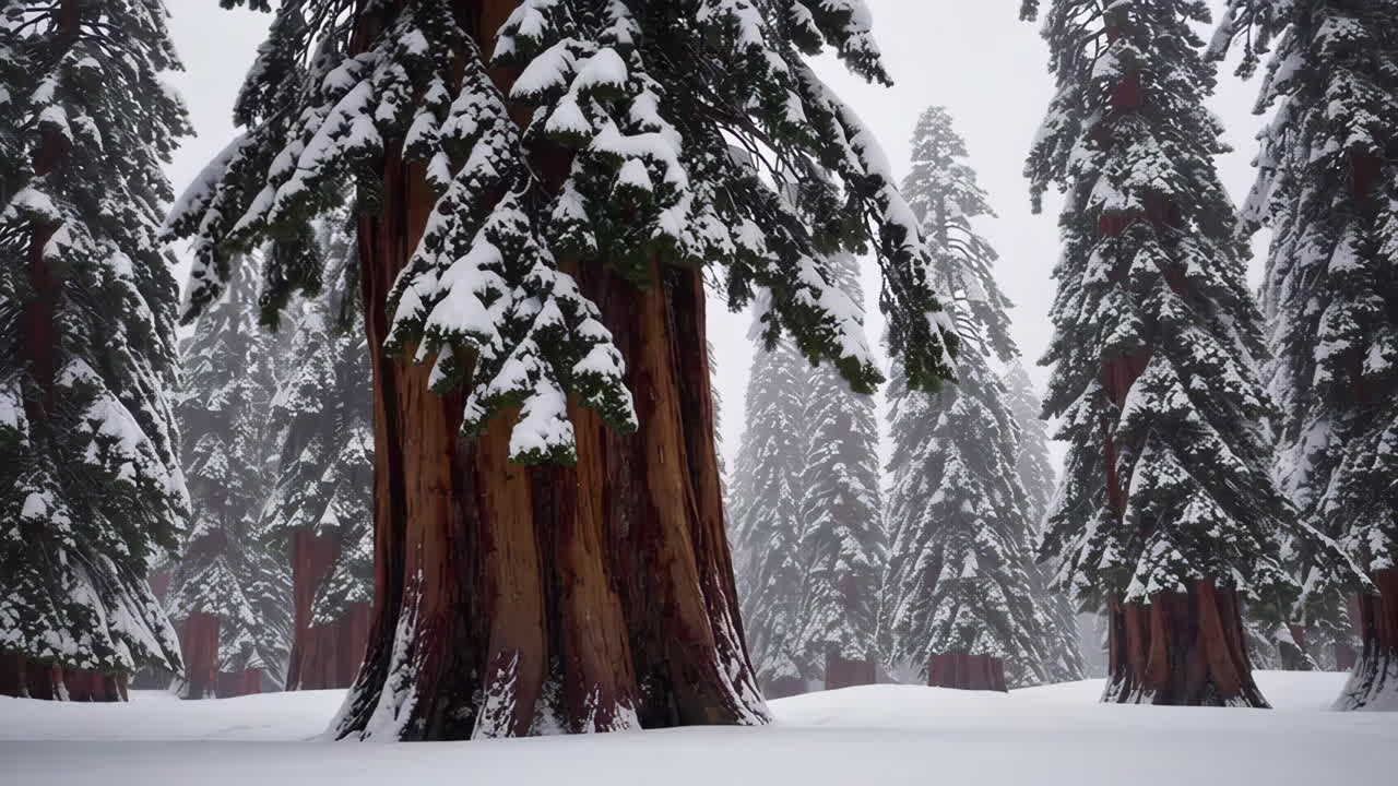 Snowy Giant Sequoia Forest