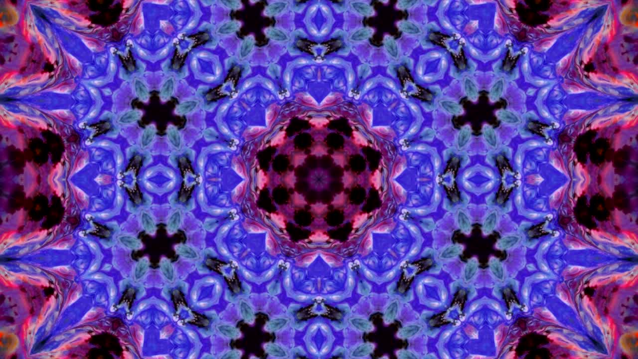 movimiento de caleidoscopio: círculos geométricos y formas de estrellas