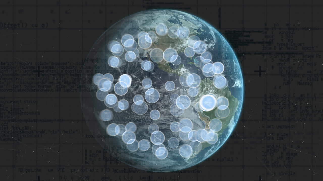 iconos de globos y aplicaciones digitales