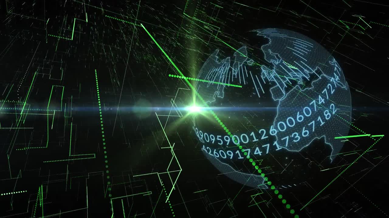 animación del globo con conexiones a través de una red de conexiones