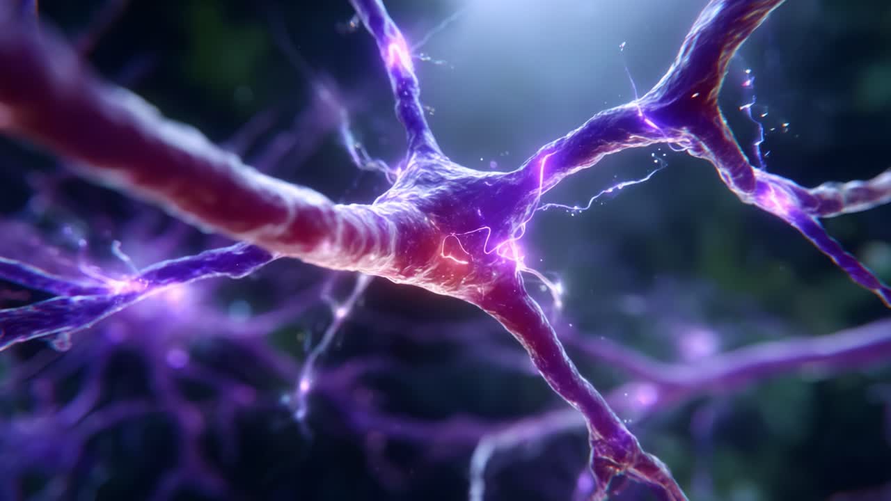 Dynamic Neural Connections Illustrating Synaptic Activity and Neurotransmission in a Vivid and Luminous Biological Network