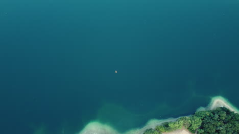 aerial view of kayaker on a lake