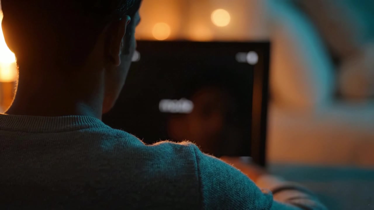 Focused Individual Engaged in Digital Creation, Captured in Two Frames Showcasing the Journey from Text to Visual Output Through a Computer Screen Interaction
