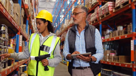 warehouse workers working together