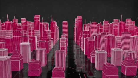 el paisaje urbano del marco de alambre en magenta