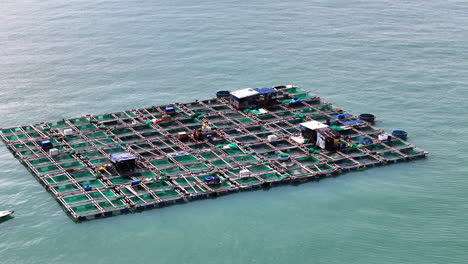 fish breeding farms in vietnam, aerial view on local industry