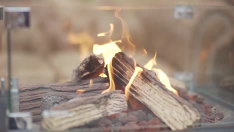 flames of fire on a modern fireplace