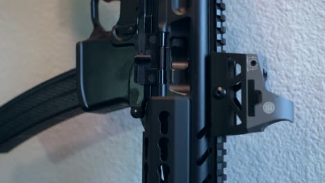 Closeup view of deadly assault rifle