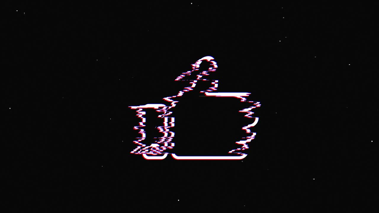 Design icona glitch social media isolato su sfondo scuro. Icona web con contorno. Grafica in movimento