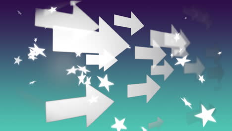 animación de flechas y estrellas de fondo