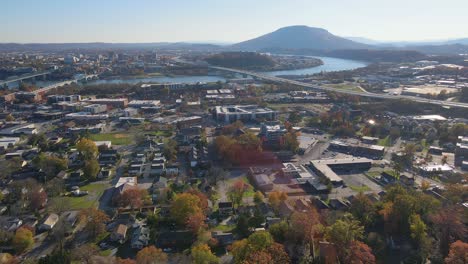 chattanooga cityscape and lookout mountain in tennessee, usa on a sunny autumn day