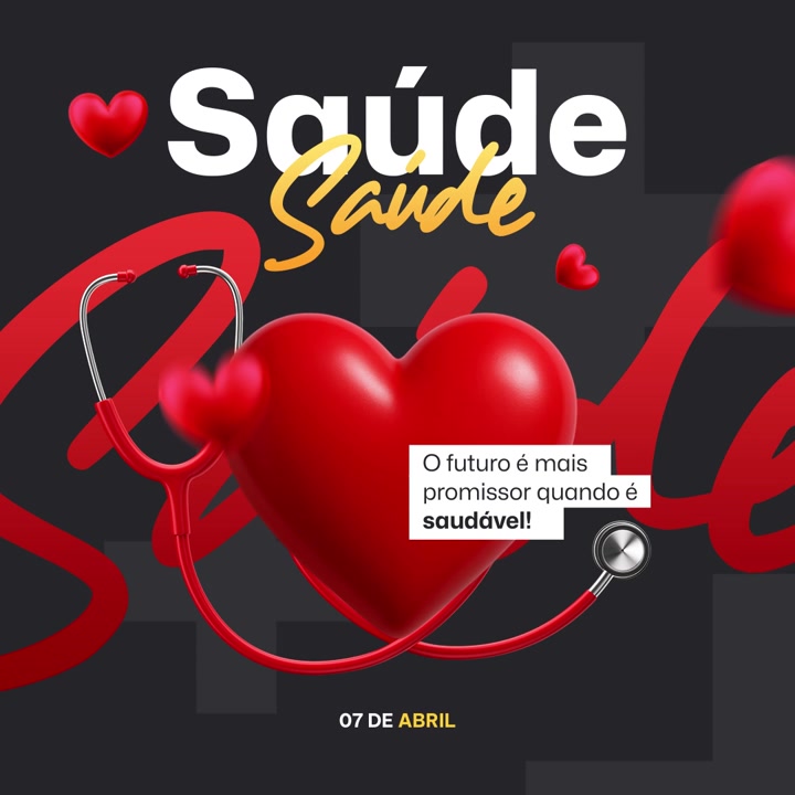 World Health Day Promotional Graphic with Heart and Stethoscope