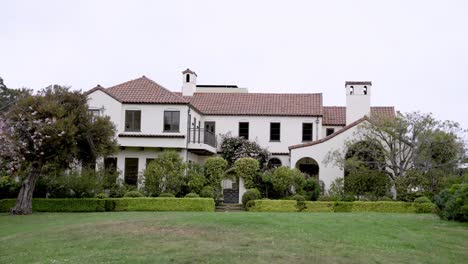 beautiful white mansion in the park