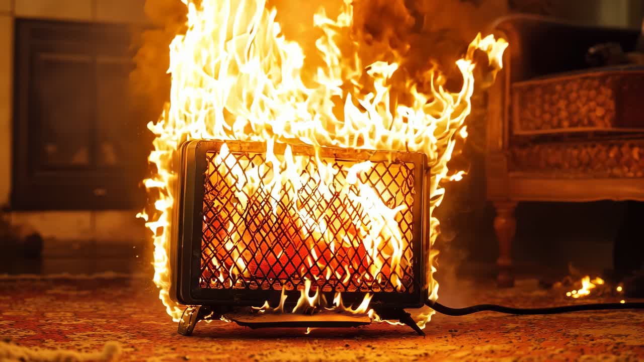 벽난로 에 있는 거실에서 불이 타고 있다