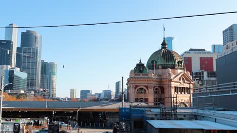 urban scene with iconic buildings and people