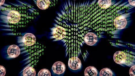 el mapa mundial muestra un mundo digital globalizado donde se transmiten datos para el pago con bitcoin