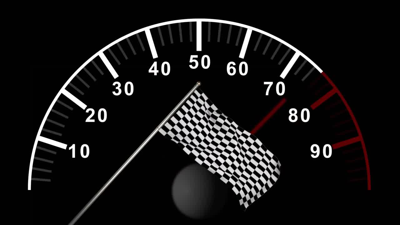Car counter against checkered flag