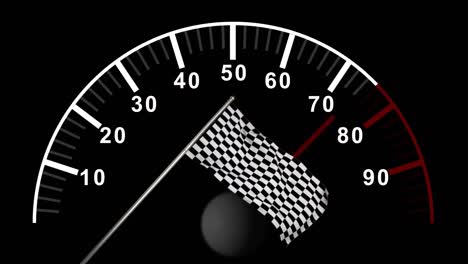 Car-counter-against-checkered-flag-