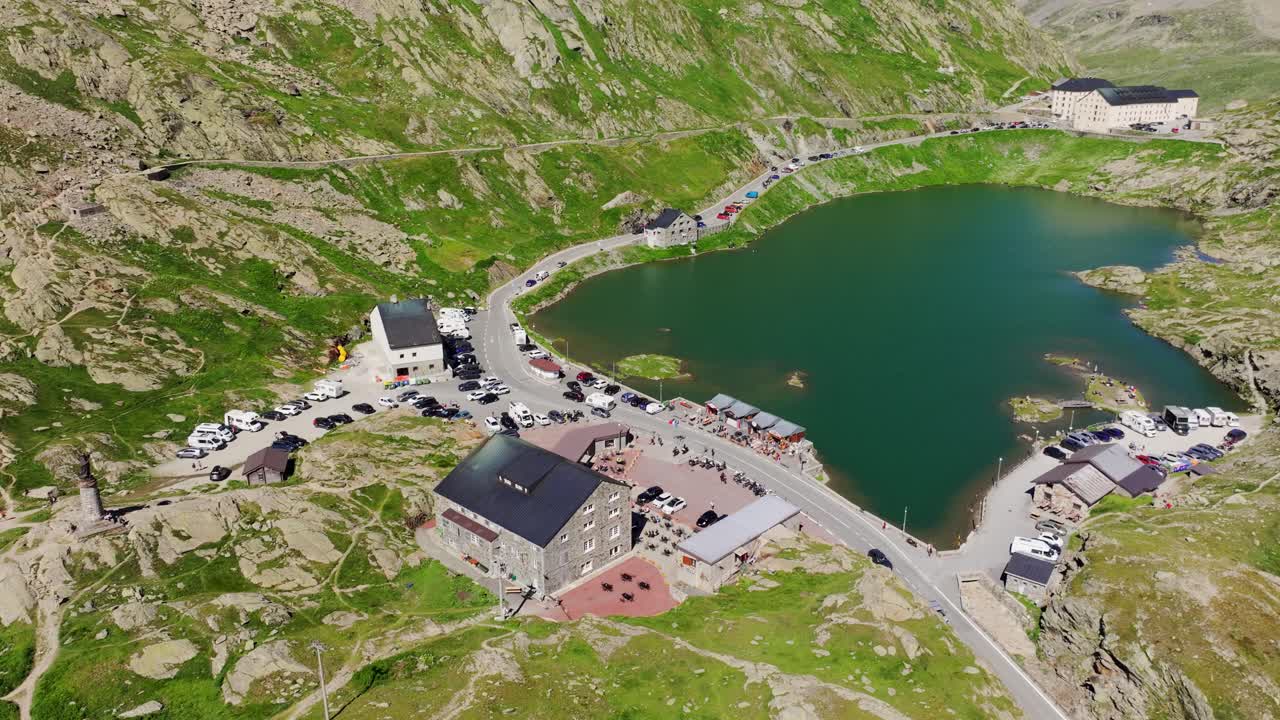 Establishing drone shot of Italian alpine landscape connecting nature and travel