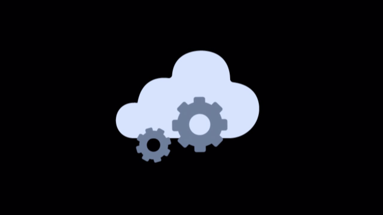 Animated Cloud Icon with Rotating Gears Representing Cloud Computing