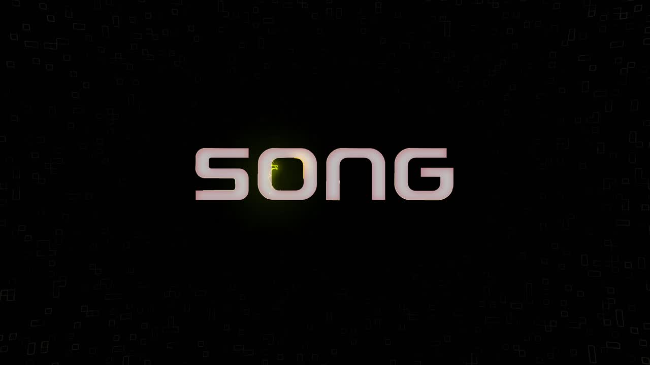 Electrified flashing SONG text animated graphic in white yellow and black