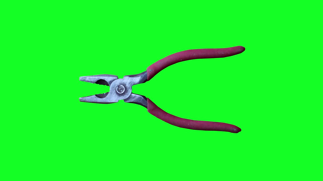 vieja herramienta de mano de plier usada, animación de movimiento de parada de bucle clave de croma, elemento de fuente gráfica