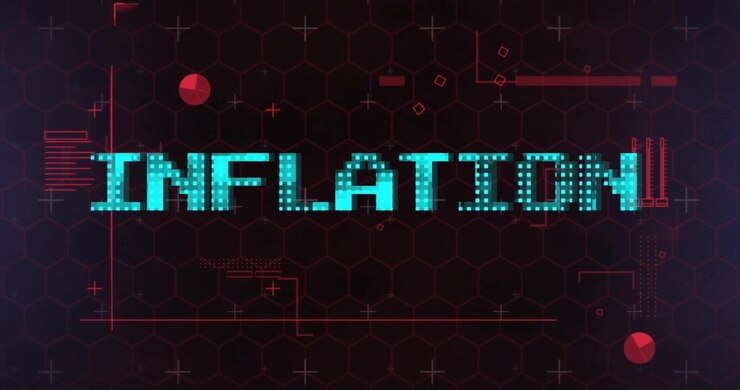 Inflazione color ottanio che si forma da punti luminosi, assestandosi, con HUD che pulsa su una griglia esagonale mostrando prezzi in aumento