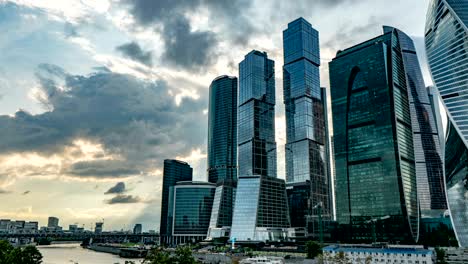 moscow international business center so-called moscow-city skyscrapers, consist of business, residential and lifestyle clusters, on july 25, 2019 in moscow, russia. time lapse cloud, video loop