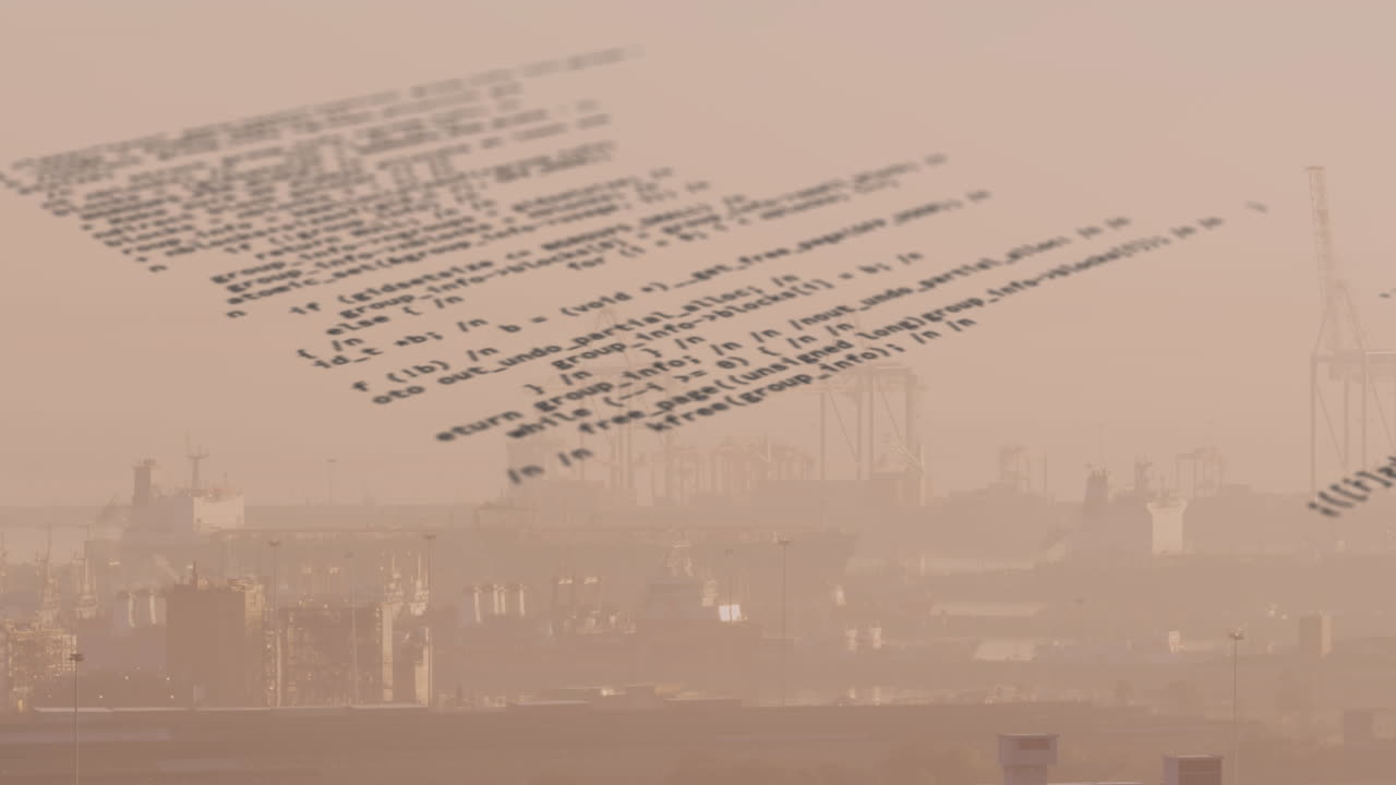 animation du traitement des données par rapport à la vue aérienne du paysage urbain