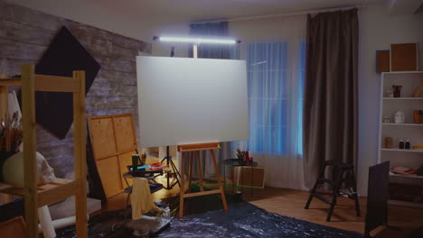 revealing shot of empty painter studio