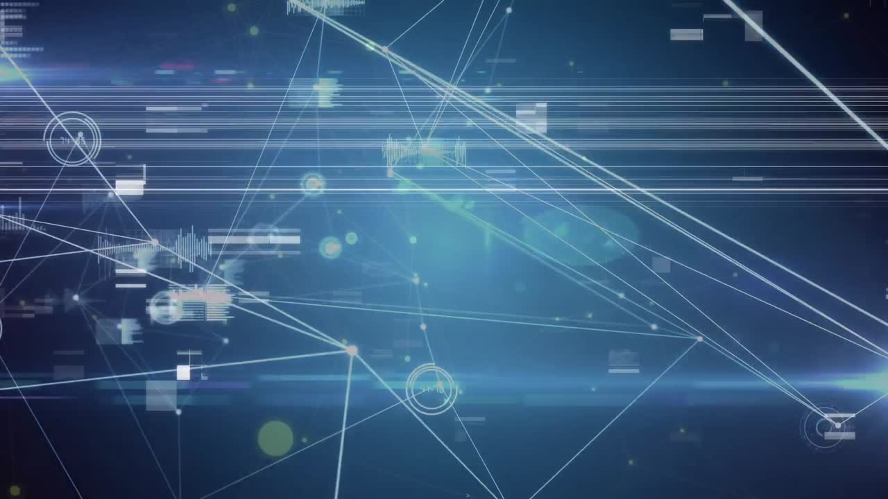 Animation of data processing on blue background