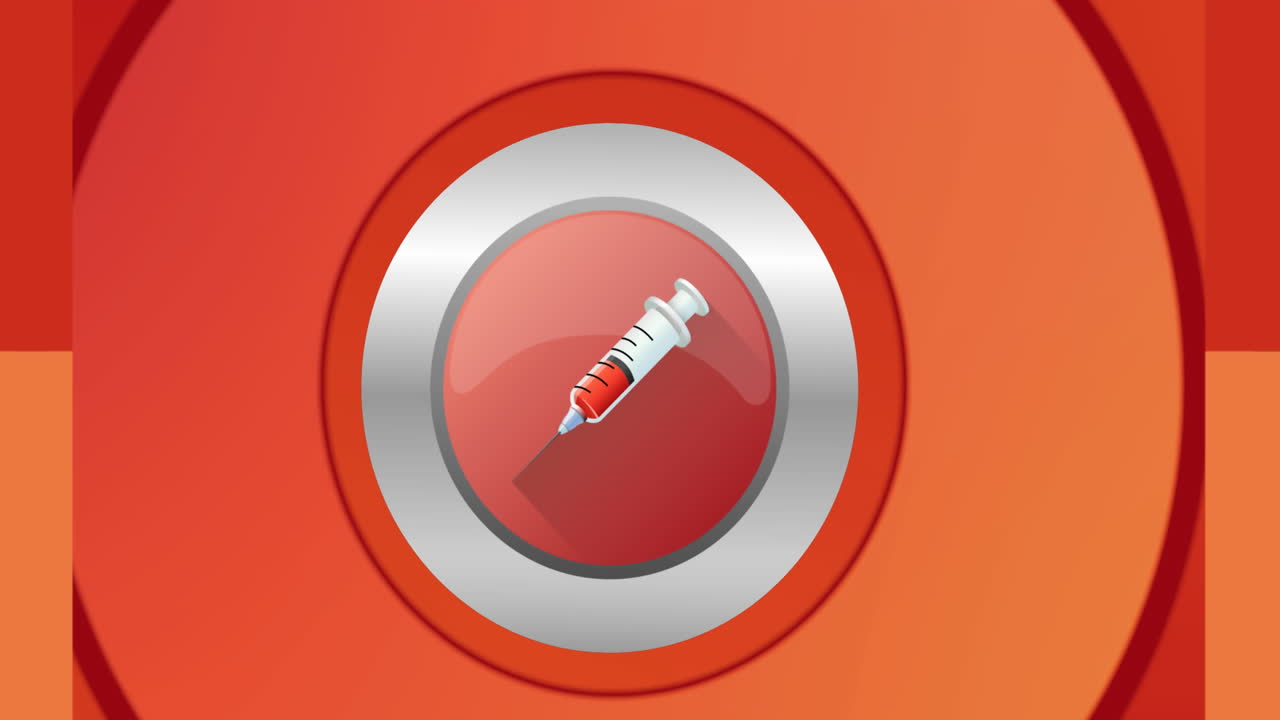 Animation of syringe icon on circles on red background
