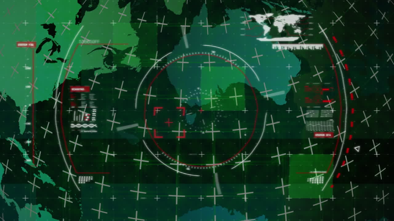 녹색 배경에 전 세계에 대한 데이터 처리 애니메이션