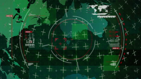 animación del procesamiento de datos en todo el mundo sobre un fondo verde