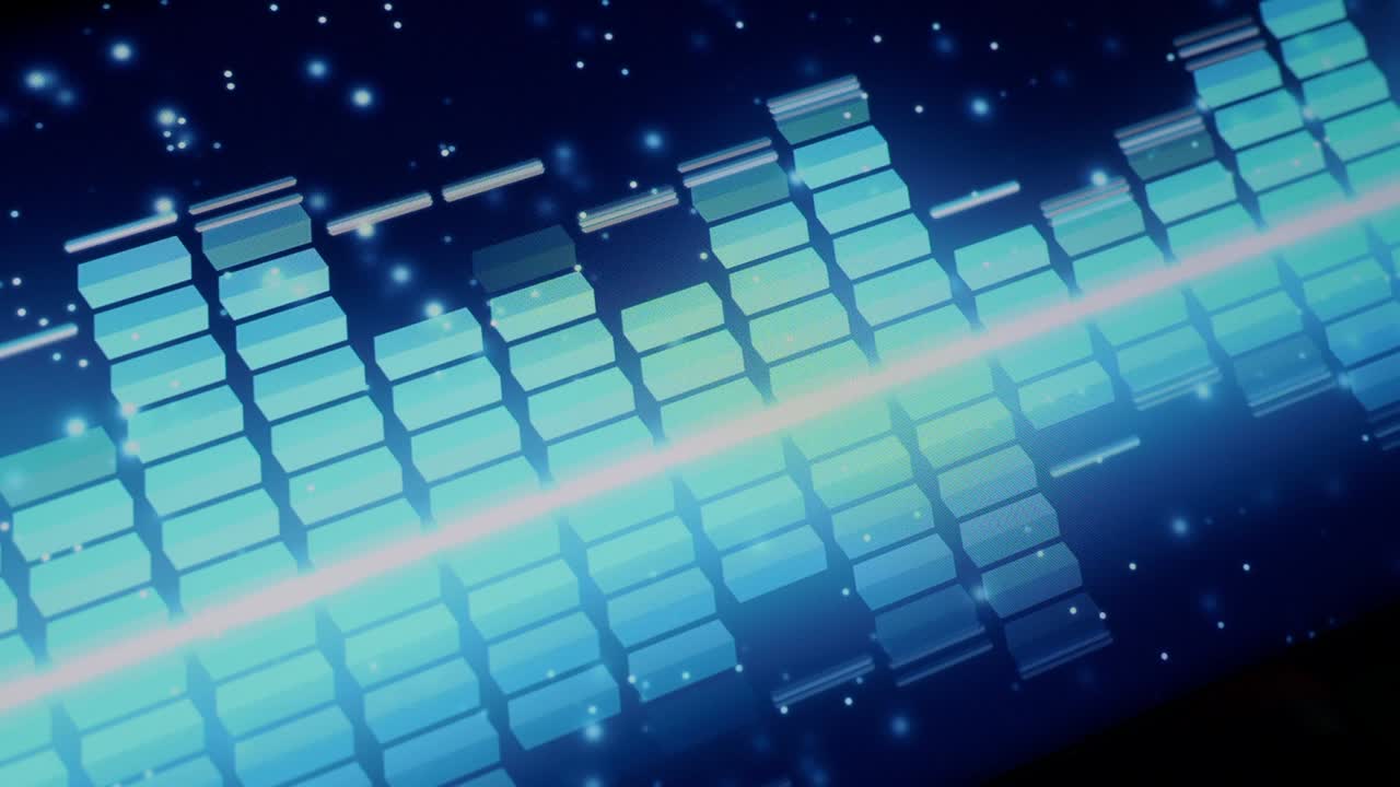 Music Equalizer bar. Audio waveform equalizer on black background loop animation. Music or sound wave footage. color sound visualizer abstract. gradient spectrum bar graph. Glowing And Pulsing.