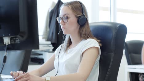 woman working in call center office