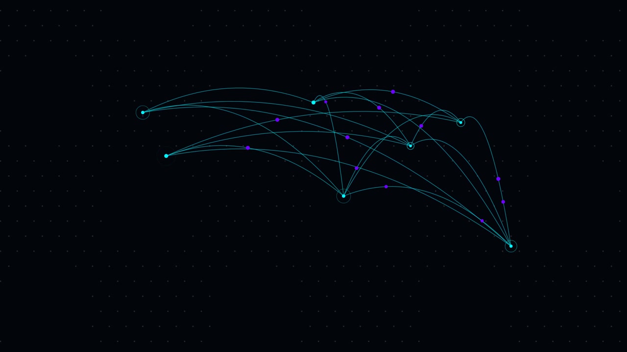 Digital Network Nodes Connecting with Data Lines