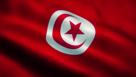tunisia flag waving in the wind. national flag of tunisia. sign of tunisia seamless loop animation. 4k