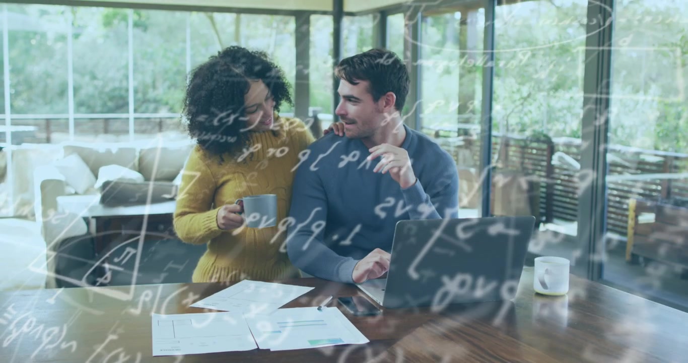 Animation of mathematical equations over diverse couple using laptop