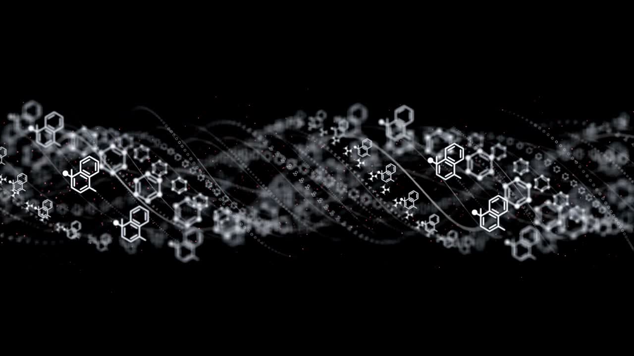 química, animación de moléculas, fondo, renderización, bucle, 4k y más