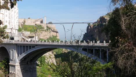bab al-qantara bridge bridge on a sunny ramadan morning, constantine, algeria