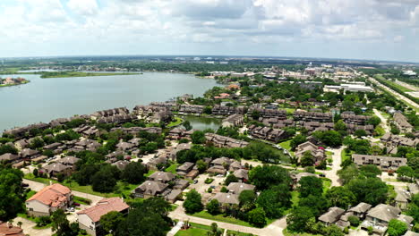 Drone-view-of-Nassau-Bay,-Texas