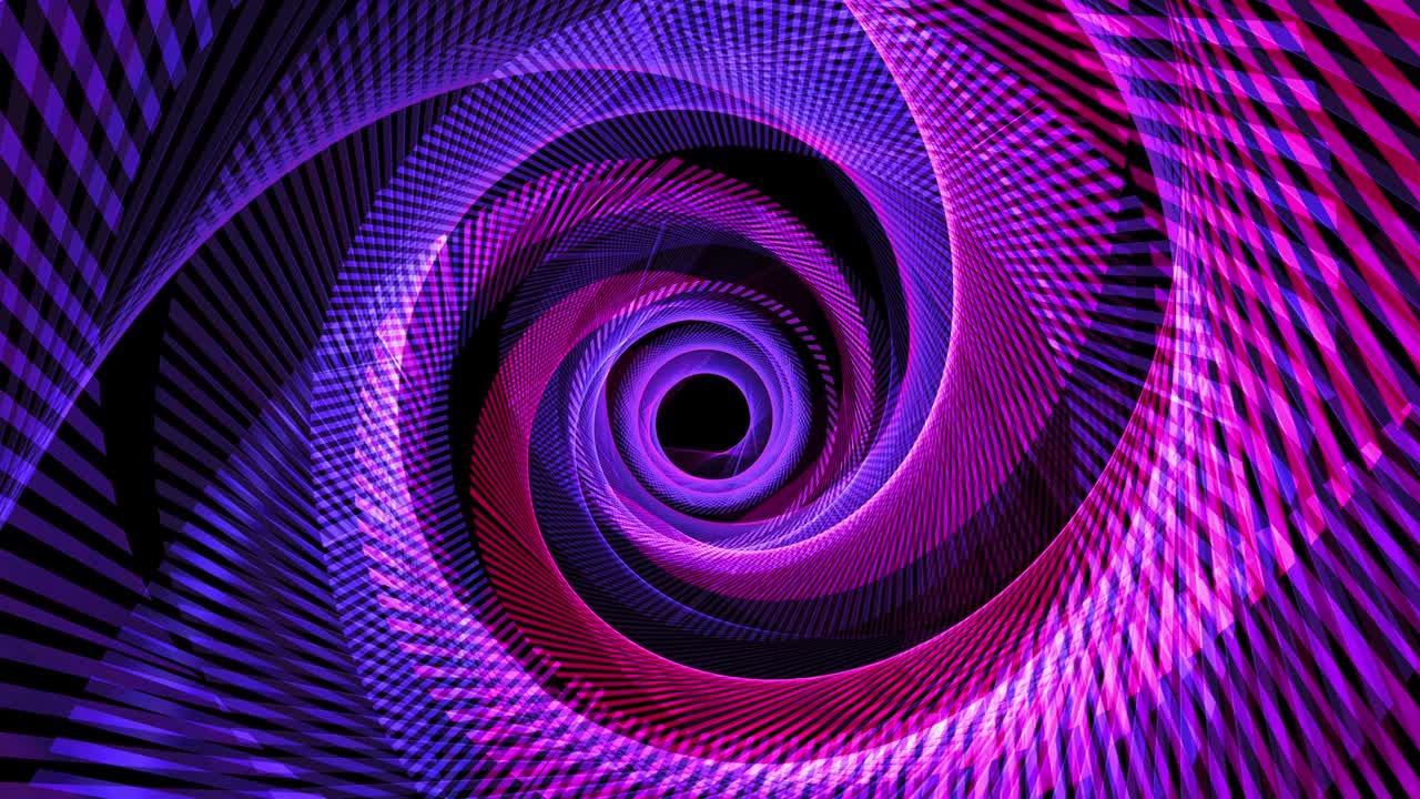 Endless Spinning Revolving Blue Purple Pink Neon Wire Mesh Spiral. 4K 3D Seamless looping. Abstract neon background of spiral graphic fantasy loop motion in the center helix technology background.